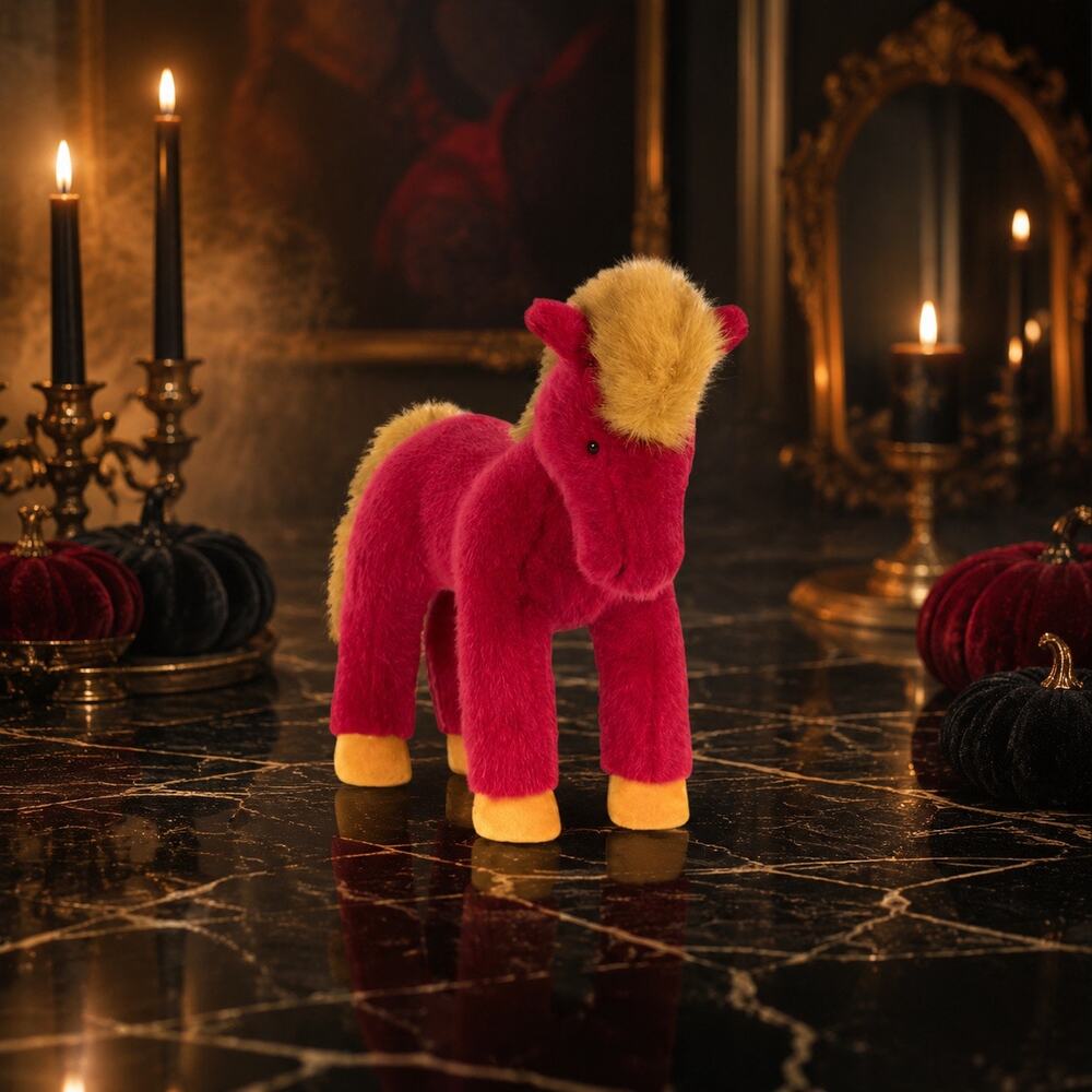 Jellycat Festival Horse Plush Toy Red Yellow 12" Stuffed Animal NWT and Dust Bag